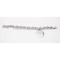 Billig Einfache Edelstahl Blank Silber Runde Charme Chain Armband